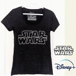 DISNEY T-shirt Top Shirt Black Star Wars Stars Small @C